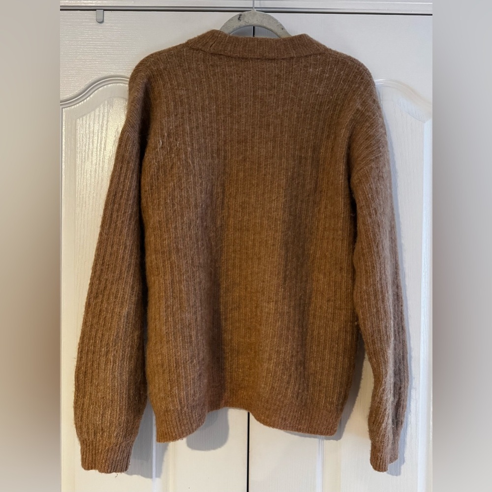 Reiss Warm Brown Wool and Alpaca Blend Crewneck Sweater - Size XL - Picture 3 of 4